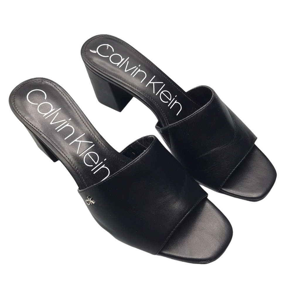 Calvin Klein Womens Black Solid Leather Heeled 10 - image 3